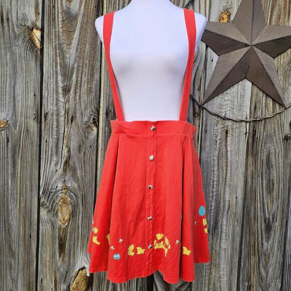 Suspender Skirt Winnie Pooh Bees Disney Plus Size 3X Orange Red Stretch Skirtall - Picture 2 of 11